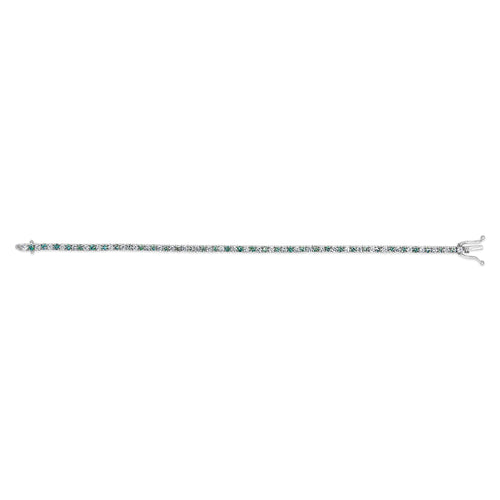 14K White Gold 4.0 Cttw Alternating White and Blue Lab Grown Diamond Tennis Bracelet - 7" inches