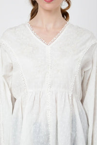 tonal embroidered peplum top with v neckline s to 2xl