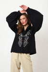 detailed embroidery black long sleeve top xs to 3xl