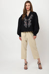 detailed embroidery black long sleeve top xs to 3xl