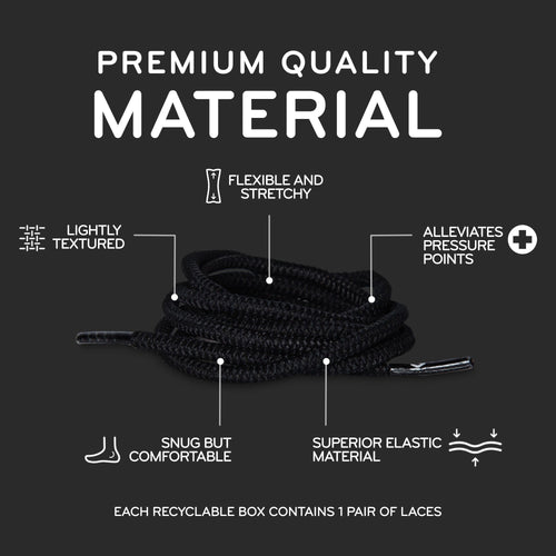 Black Round Elastic Stretch Shoe Laces The Original Stretchlace