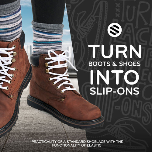 White Round Elastic Stretch Shoe Laces