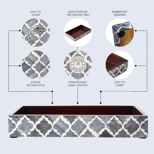 Moroccan Bone Inlay Vanity Decorative Bathroom Tray 10x6