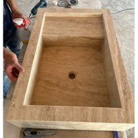 HANDCRAFTED CUSTOM TRAVERTINE SINK - 3 (TR-075)