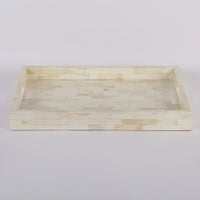 White Bone Inlay Decorative Tray Table Ottoman 11x17 12x12