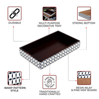 Vanity Trays illusion Wrap Collection Bone & Resin Inlay, Black-White, 10" x 6"