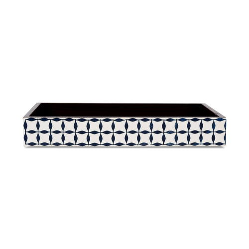 Vanity Trays illusion Wrap Collection Bone & Resin Inlay, Black-White, 10" x 6"
