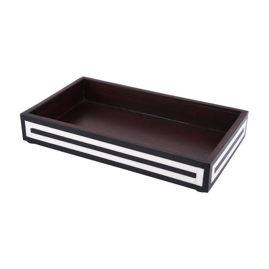 Vanity Tray Parlour Concentric Bone & Resin Inlay, Black & White - 10" x 6"