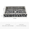 Decorative Tray Alhambra Negra Black White Bone & Resin Inlay – 11" x 17", 12" x 12"