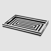Black White Concentric Tray Coffee Table Ottoman 11x17 12x12
