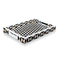 Discovery Cypher Decorative Tray 17x11 & 12x12  Black Ivory Ottoman