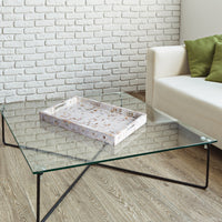 Decorative Tray Discovery Jewel Grande Pattern Mother of Pearl, White, 11" x 17" & 12" x 12"