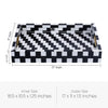 Black White Optique Pixel Resin Decorative Tray Brass 11x17
