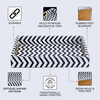 17x11 Decorative Tray B&W Serving Decor Ottoman Centerpiece