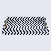 17x11 Decorative Tray B&W Serving Decor Ottoman Centerpiece