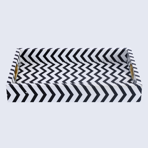 17x11 Decorative Tray B&W Serving Decor Ottoman Centerpiece