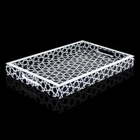 Decorative Tray Zellij Grande Black & White Resin Inlay, 11" × 17", 12" × 12"