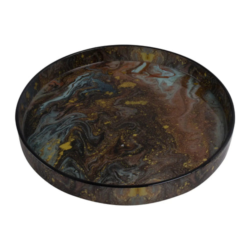 Constellation Spectrum Resin Inlay Decorative Tray Round 12"
