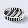Athens Dinami Round Bone Resin Inlay Decorative Tray B&W 12"