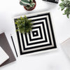 Black White Concentric Tray Coffee Table Ottoman 11x17 12x12