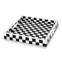 Decorative Tray 12x12 B&W Checkered Tabletop Home Decor Gift