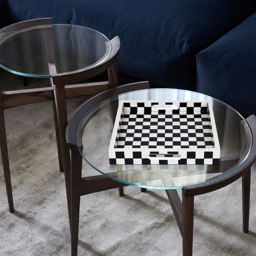 Decorative Tray 12x12 B&W Checkered Tabletop Home Decor Gift