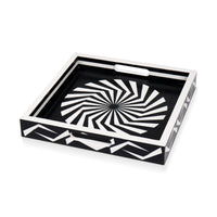 Black White Geometric Serving Ottoman Decorative Tray 12x12