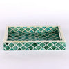 Decorative Moroccan Tray – Green & White Design, Available in 3 Sizes
