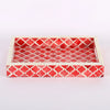 Decorative Moroccan Pattern Tray – Red & White, Available in 3 Sizes