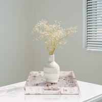 Decorative Tray Discovery Jewel Grande Pattern Mother of Pearl, White, 11" x 17" & 12" x 12"