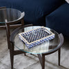 Decorative Tray Indigo Collection Bone & Resin Inlay, Blue & White, 12"x 8"