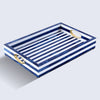 Blue White Resin Inlay Decorative Tray Brass Handle 17x11