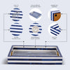 Blue White Resin Inlay Decorative Tray Brass Handle 17x11