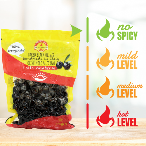 TuttoCalabria Baked Oven Roasted Black Olives with Pits – 16.22 oz (460 g)
