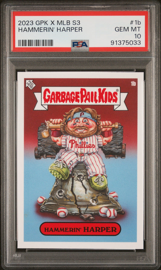 Graded 2023 Topps Garbage Pail Kids Bryce Harper #1B Hammerin Harper Baseball Card PSA 10 Gem Mint