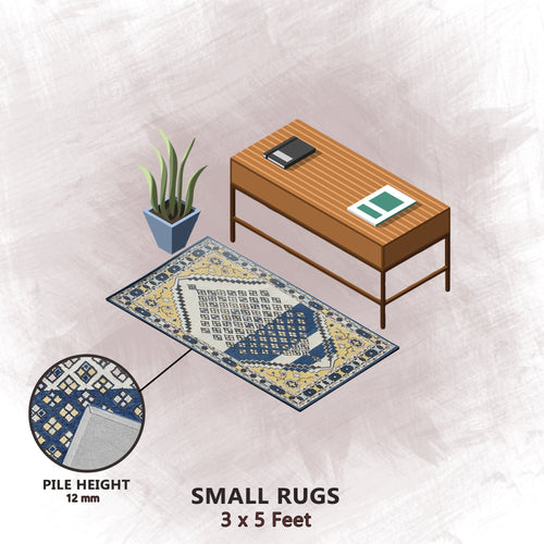 Premium Hand-Tufted Rug Made of 100% Wool  - Tatar Folk - 3x5 Feet