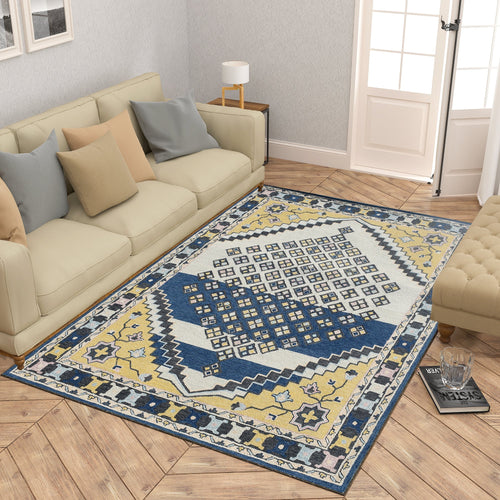 Premium Hand-Tufted Rug Made of 100% Wool  - Tatar Folk - 4x6 Feet