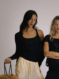 RIBBED KNIT TANK TOP IN BLACK