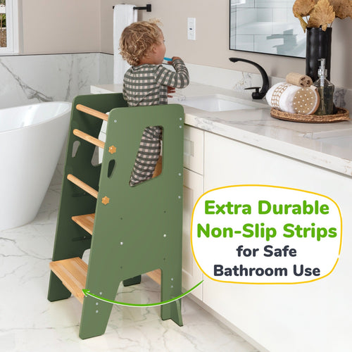 Adjustable Toddler Kitchen Tower with Safety Bars