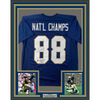 Framed Autographed/Signed Tony Rice 35x39 1988 National Champions Notre Dame Blue College Football Jersey JSA COA