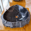 Toros Black Natural Stone Marble Rustic Above Vanity Bathroom Sink