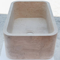 Troia Light Travertine Rectangular Farmhouse Kitchen Sink Honed (W)18" (L)30" (H)10"
