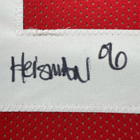 Framed Autographed/Signed Troy Smith 35x39 Heisman 06 Ohio State Red College Football Jersey JSA COA