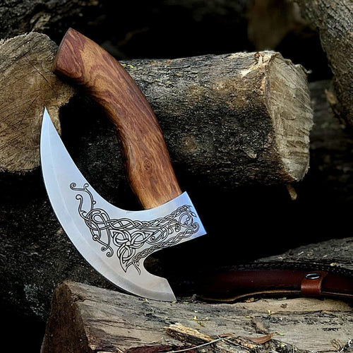 Custom Hand-Engraved Axe Pizza Cutter – 8" J2 Steel Blade