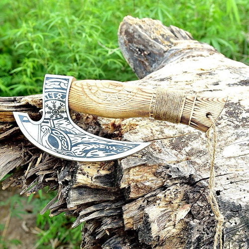 Custom Hand Engraved Ax Pizza Cutter with J2 Steel Blade