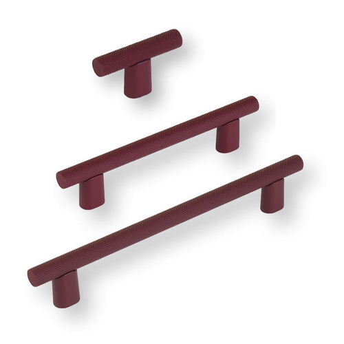 Knurled "Karl" Crimson Cabinet Knobs and Drawer Pulls
