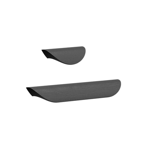 Lacquered Black Wood "Archive" Tab Drawer Pulls Euro • Knobs