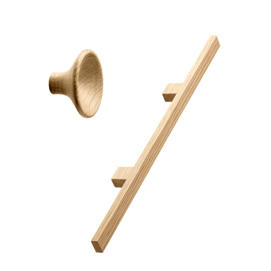 Lacquered Oak Wood "Japan" Cabinet Knob and Drawer Pulls Euro • Knobs