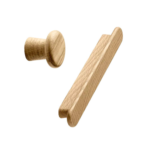 Clear Lacquered Oak "Classis" Cabinet Knob and Drawer Pull Euro • Knobs