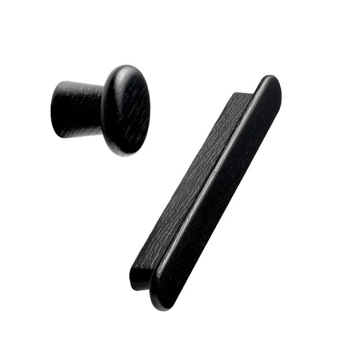 Black Stained Wood "Classis" Cabinet Knob and Drawer Pull Euro • Knobs